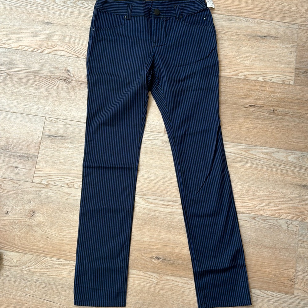 H&M pinstripe Black & Indigo Blue skinny pant size 10, NWT!